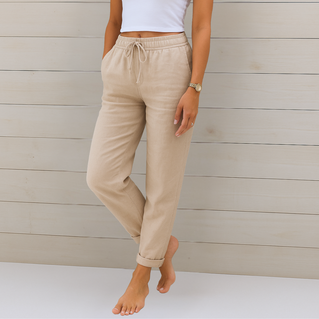 ELVINA | Premium breathable linen stretch trousers