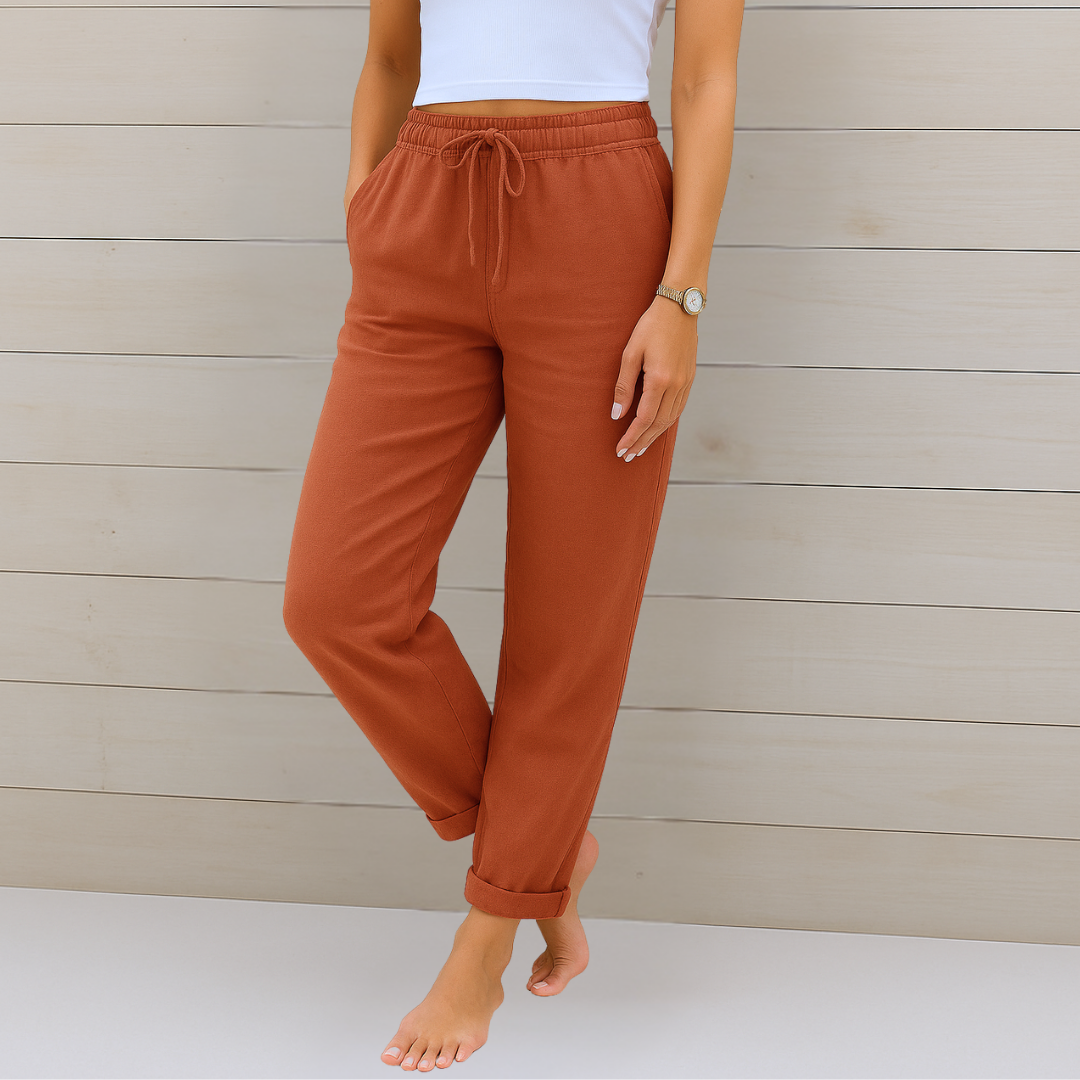ELVINA | Premium breathable linen stretch trousers
