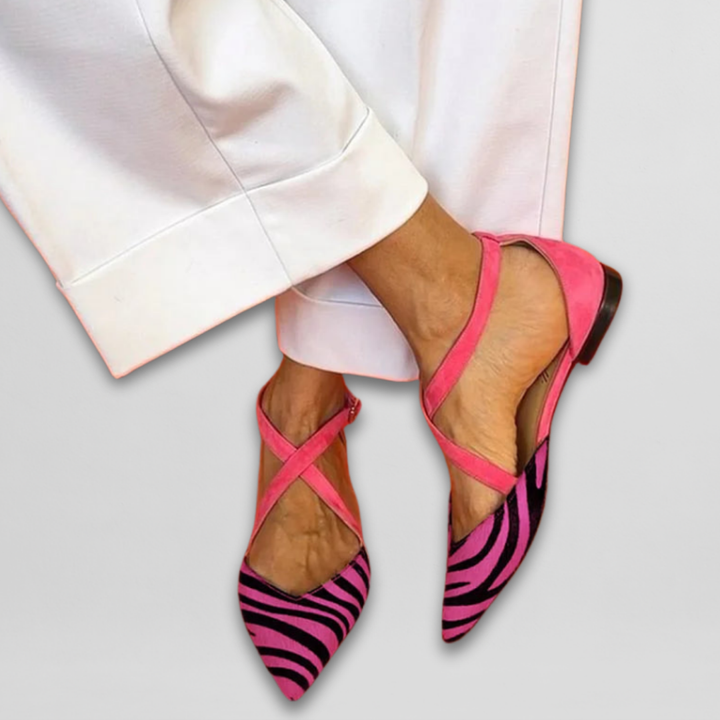ZEBRINA | Strappy Ballerinas in Fuchsia Wild