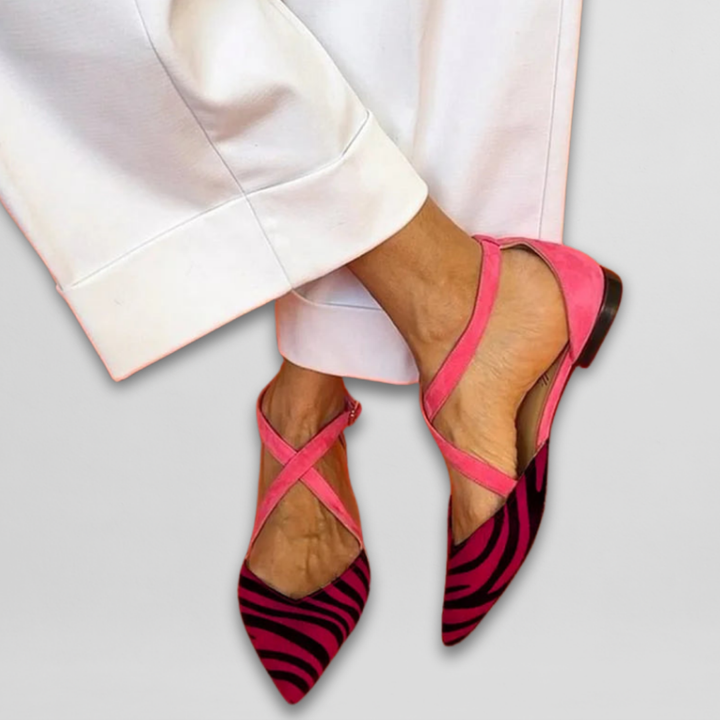 ZEBRINA | Strappy Ballerinas in Fuchsia Wild
