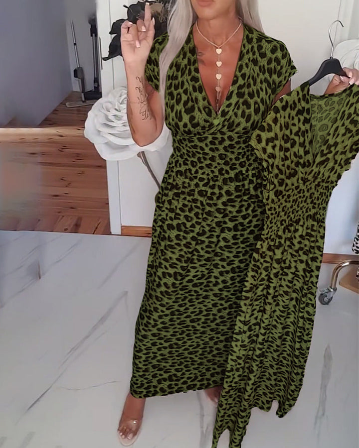 SAVANNAH | Leopard Print A-Line Maxi Dress