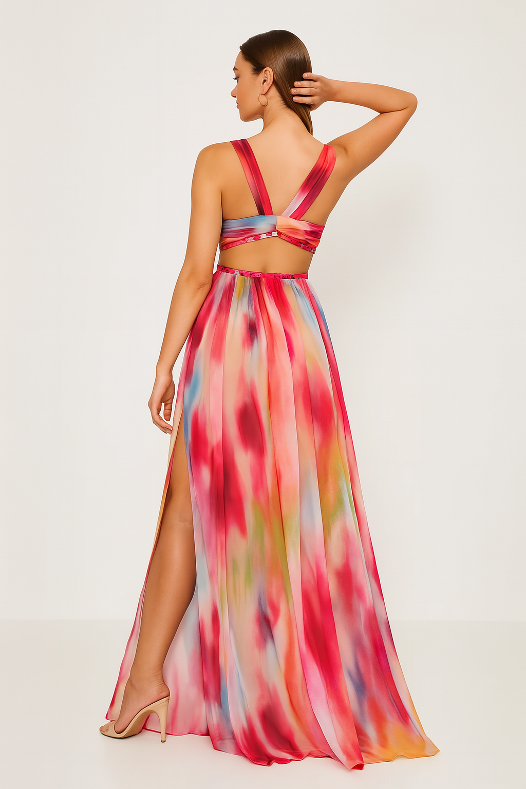 SOLENA | Painted maxi dress with cut-outs