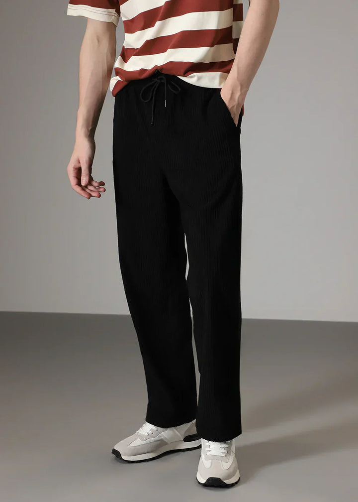 RENVAR | Straight Leg Trousers with Ribbed Finish