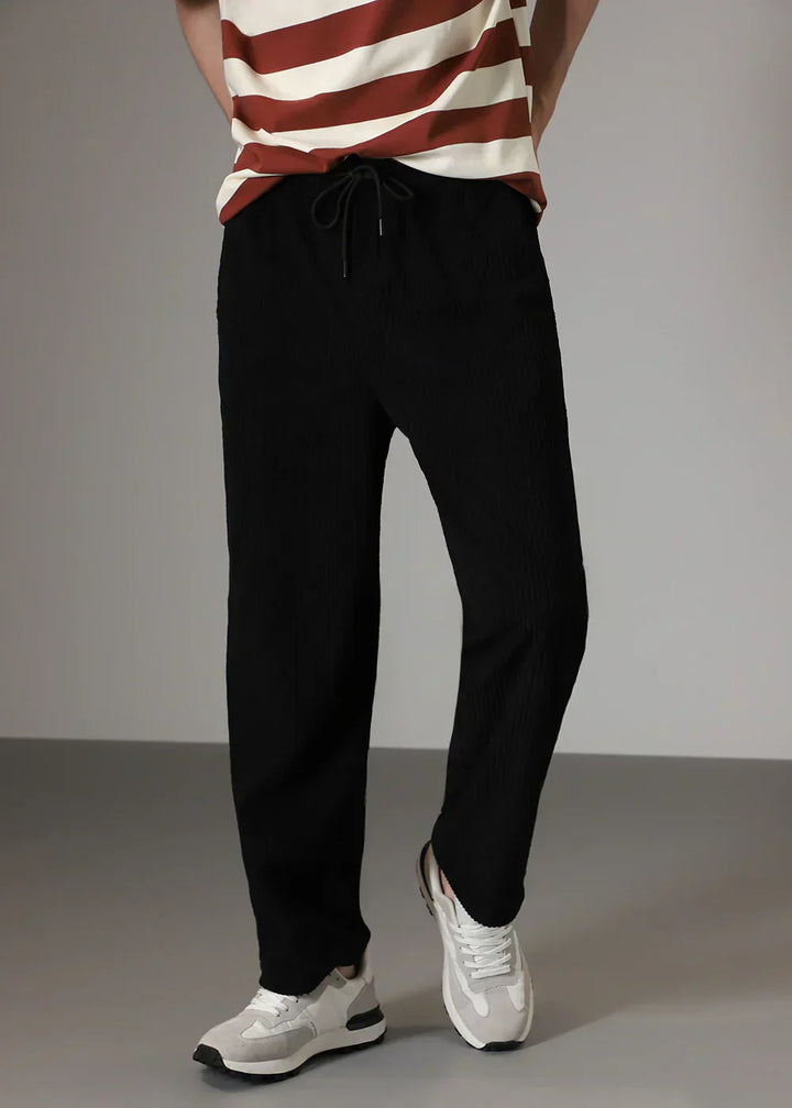 RENVAR | Straight Leg Trousers with Ribbed Finish