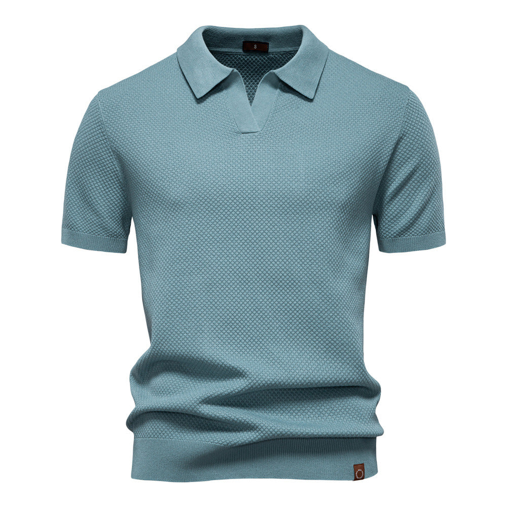 NOLAN | Textured Open-Collar Polo Shirt