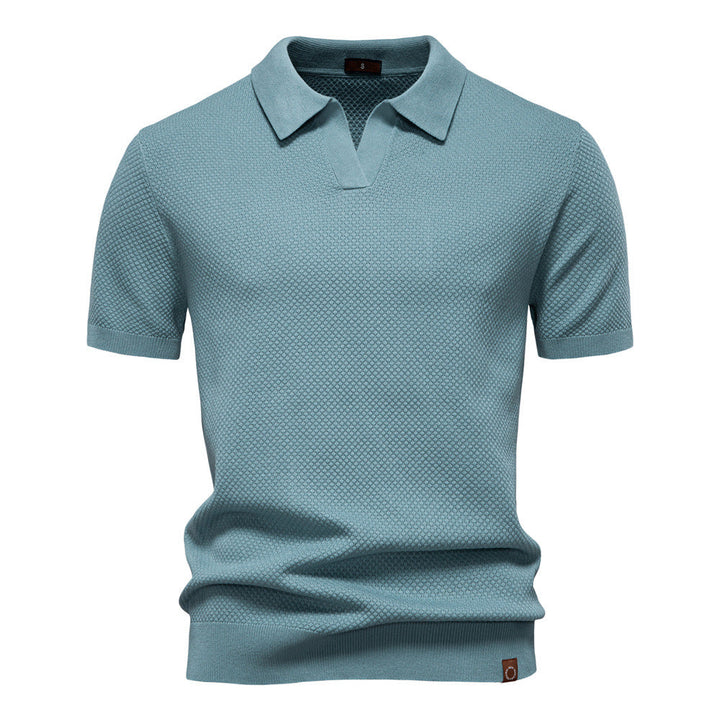 NOLAN | Textured Open-Collar Polo Shirt