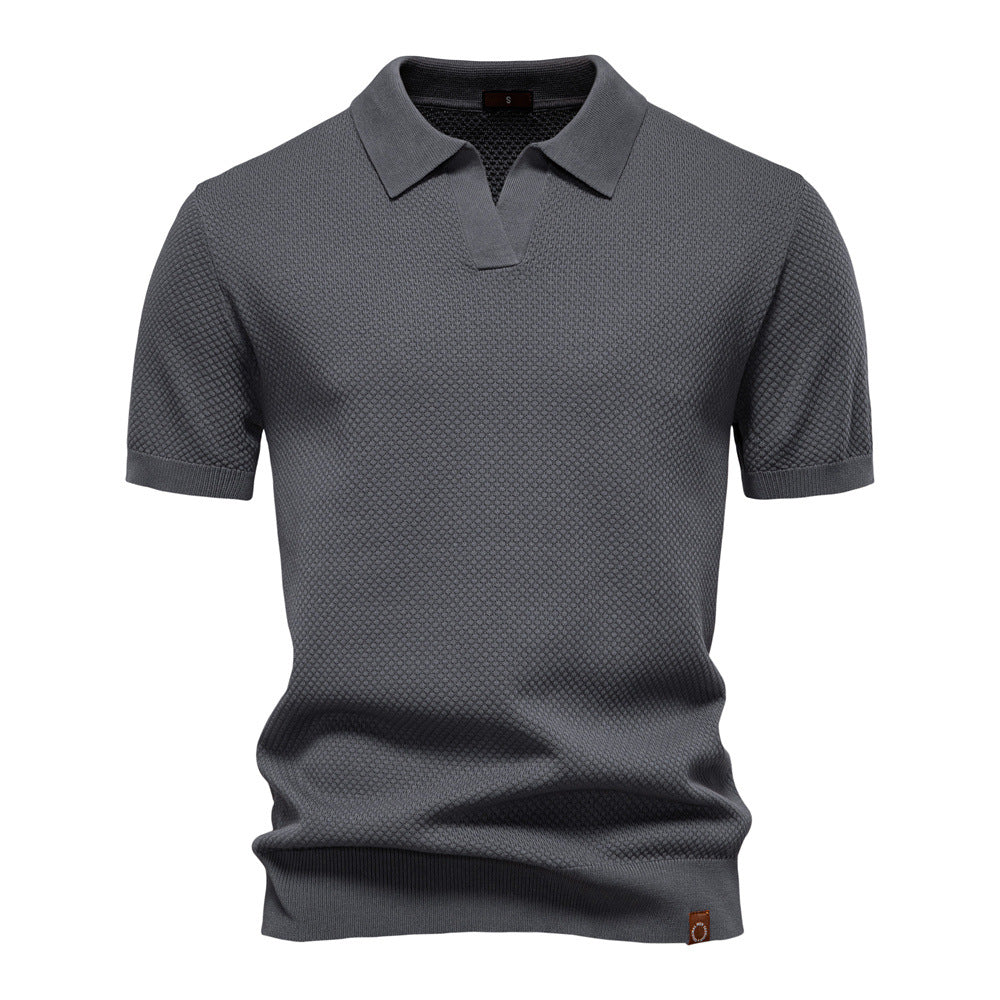 NOLAN | Textured Open-Collar Polo Shirt