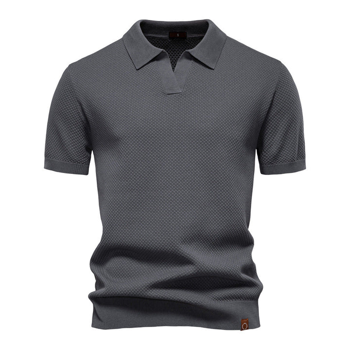NOLAN | Textured Open-Collar Polo Shirt