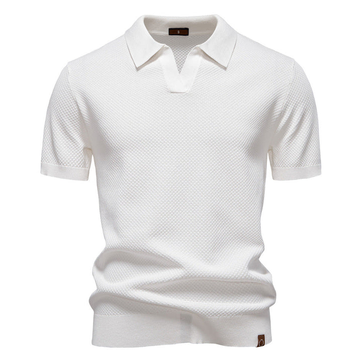 NOLAN | Textured Open-Collar Polo Shirt