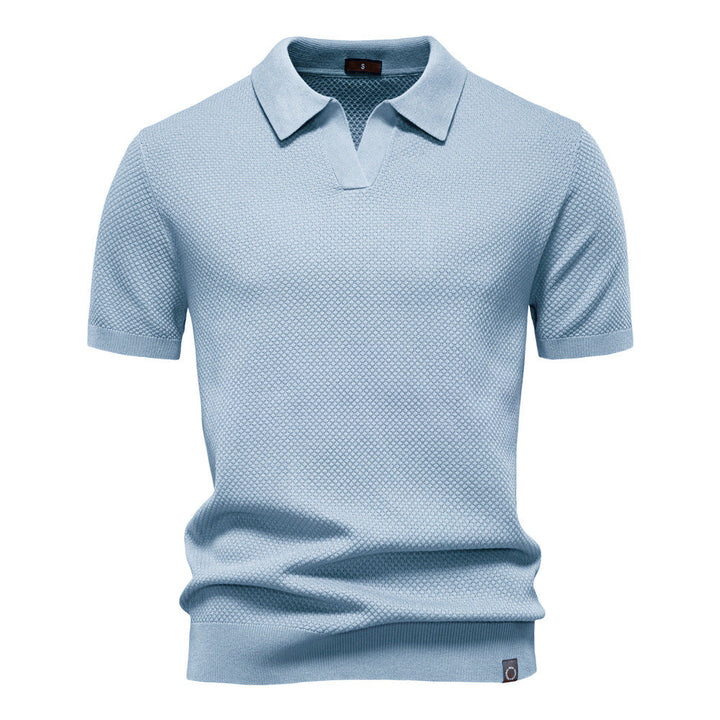 NOLAN | Textured Open-Collar Polo Shirt