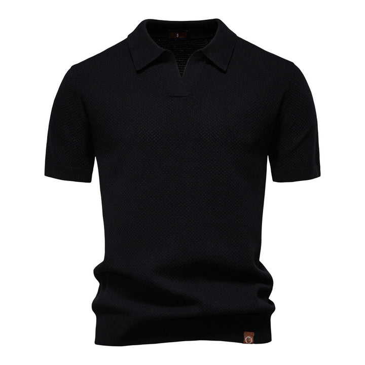 NOLAN | Textured Open-Collar Polo Shirt