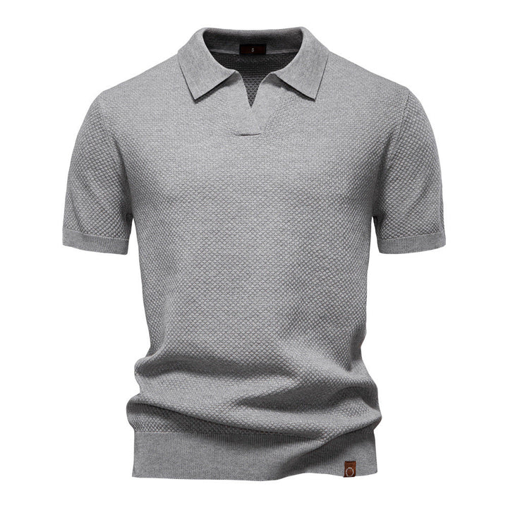 NOLAN | Textured Open-Collar Polo Shirt
