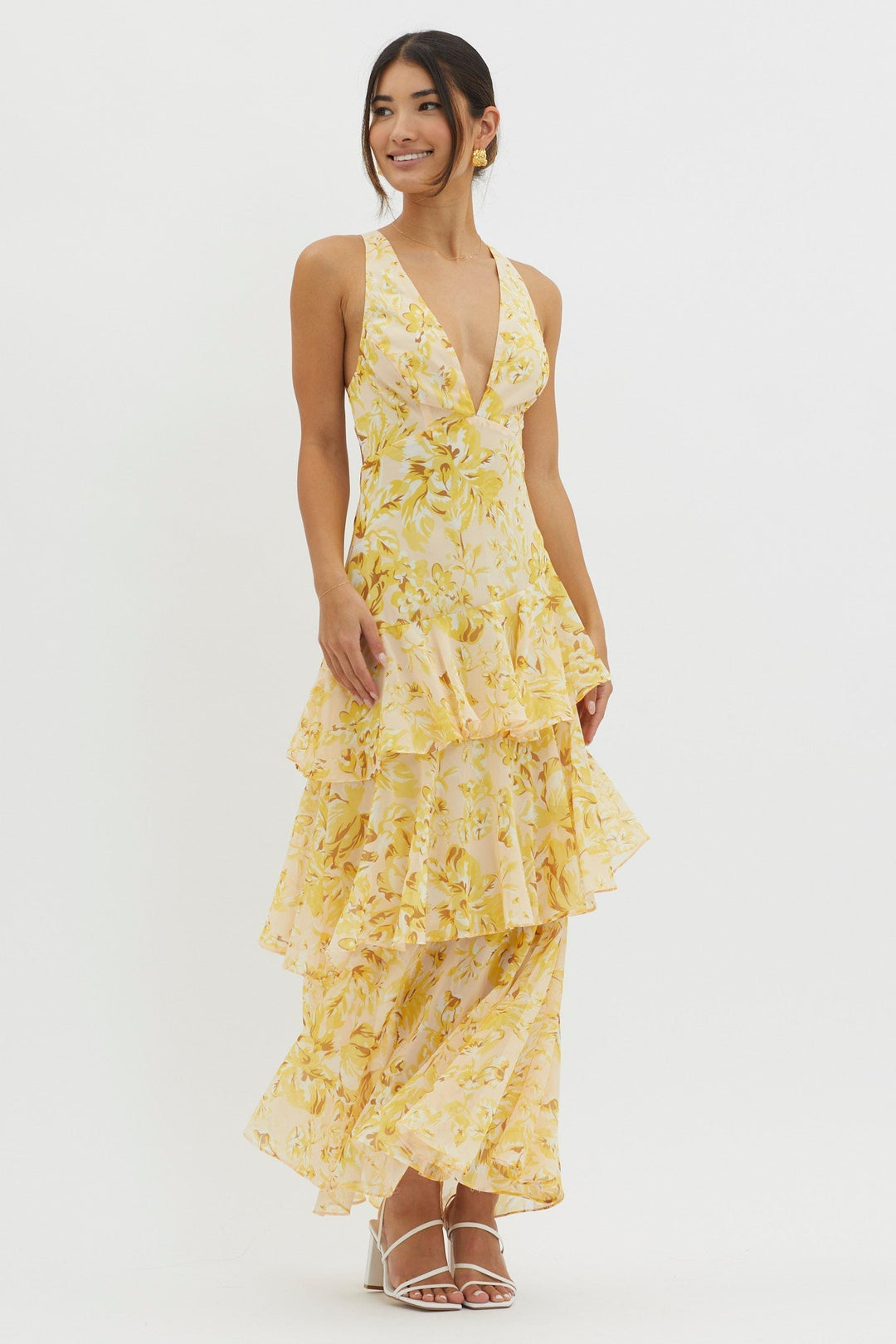 AELIA BLOOM | Flirty Ruffle Midi Dress