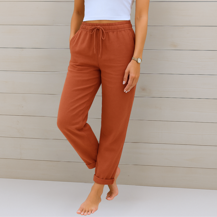 ELVINA | Premium breathable linen stretch trousers