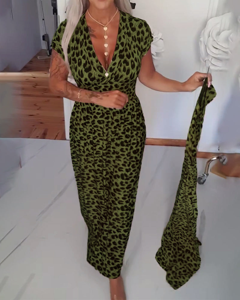 SAVANNAH | Leopard Print A-Line Maxi Dress