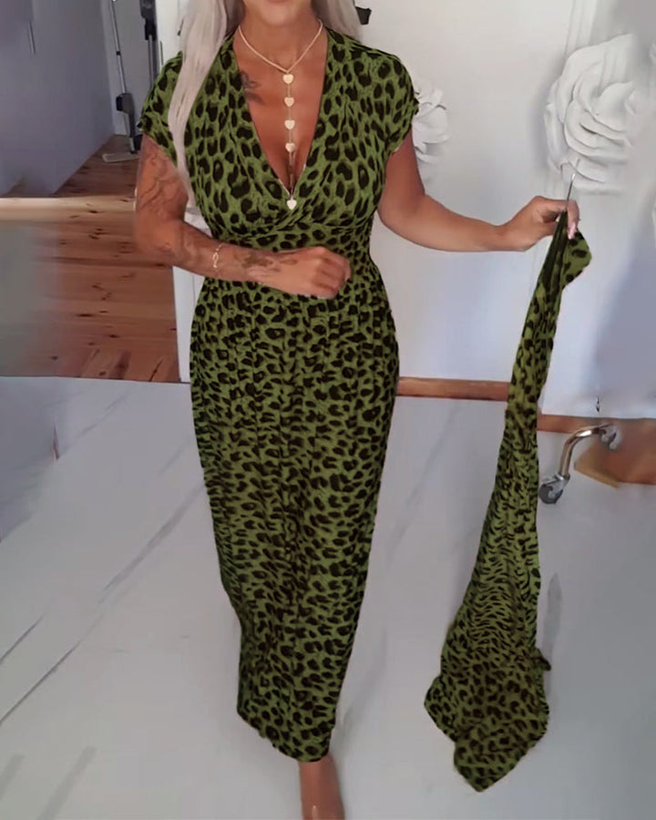 SAVANNAH | Leopard Print A-Line Maxi Dress