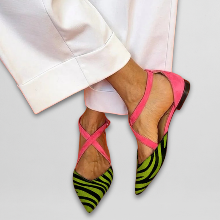 ZEBRINA | Strappy Ballerinas in Fuchsia Wild