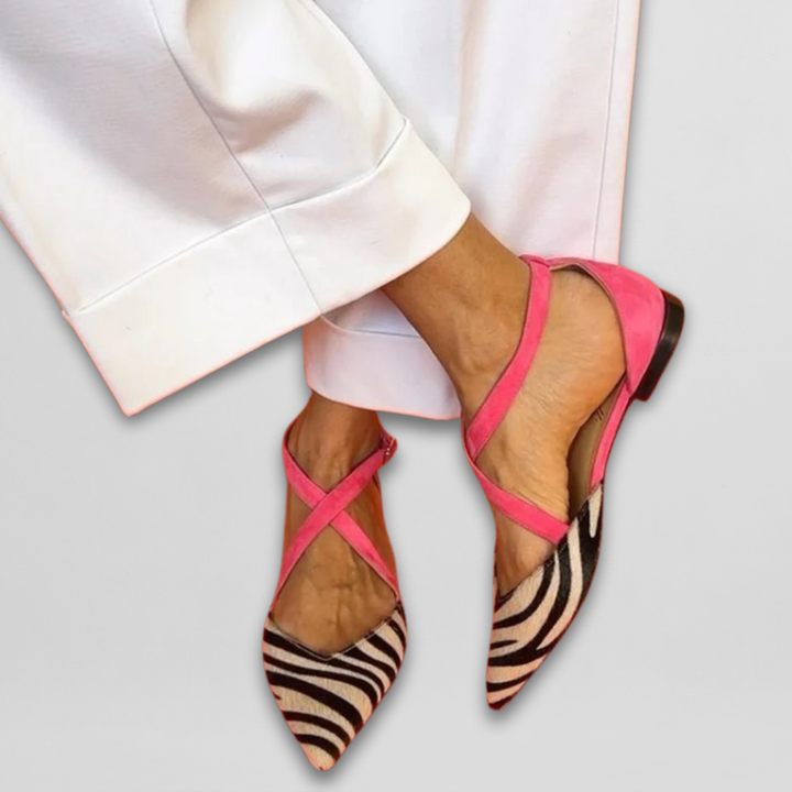 ZEBRINA | Strappy Ballerinas in Fuchsia Wild