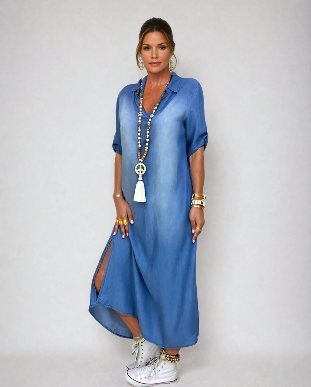 LEA | Denim-Style Maxi Dress