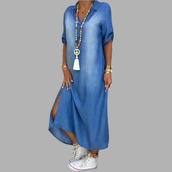 LEA | Denim-Style Maxi Dress