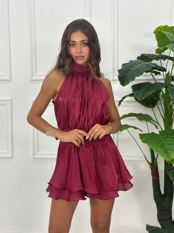 AURÉLIA CRISTAL | Sparkling Lurex Halter Playsuit Dress