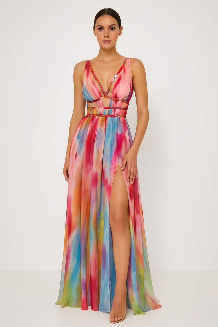 SOLENA | Painted maxi dress with cut-outs
