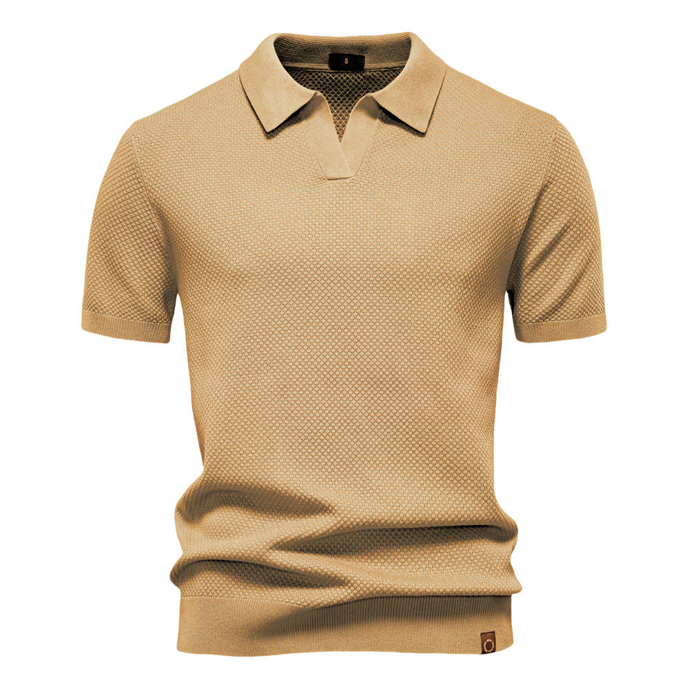 NOLAN | Textured Open-Collar Polo Shirt