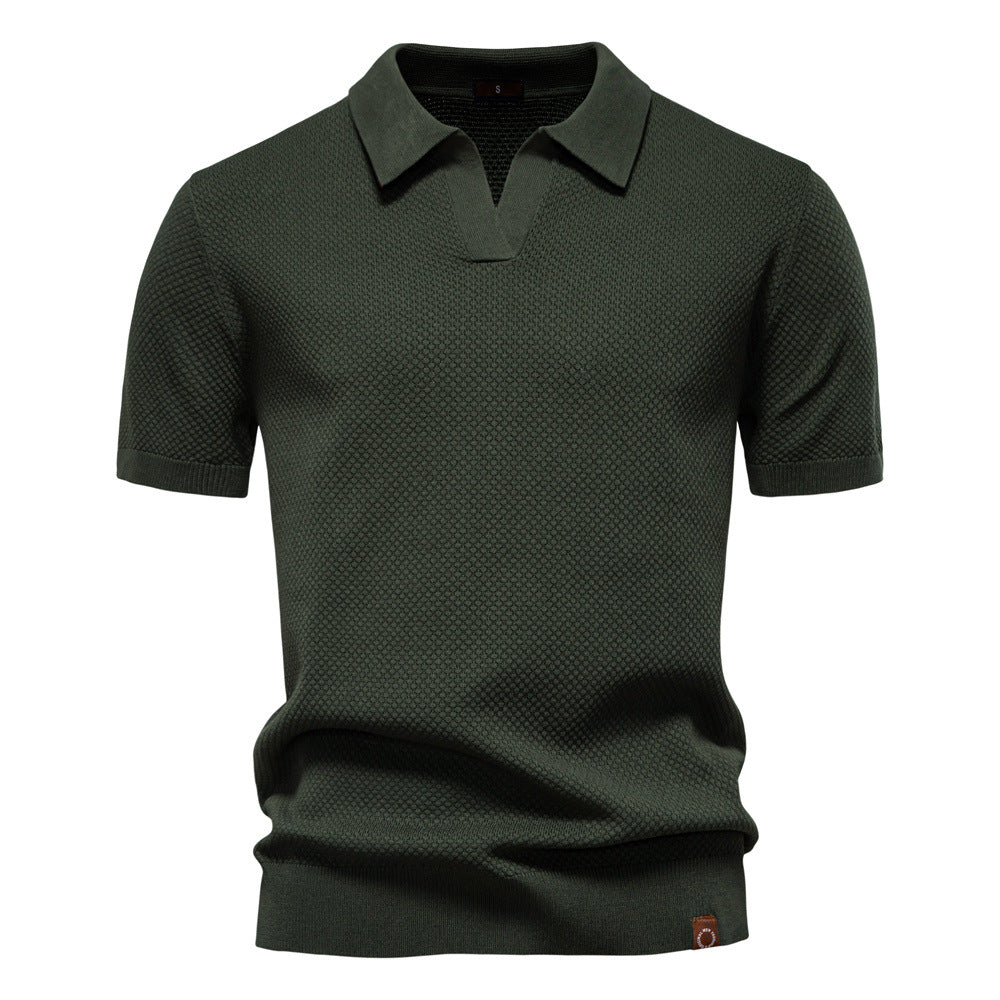 NOLAN | Textured Open-Collar Polo Shirt