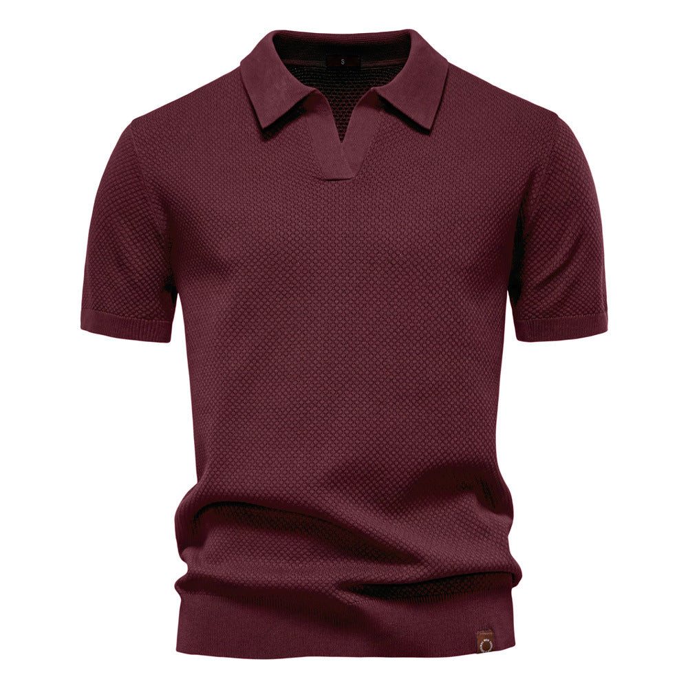 NOLAN | Textured Open-Collar Polo Shirt