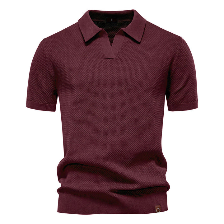 NOLAN | Textured Open-Collar Polo Shirt
