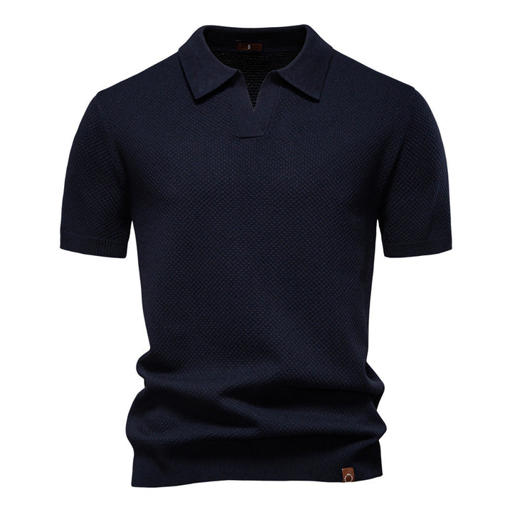 NOLAN | Textured Open-Collar Polo Shirt