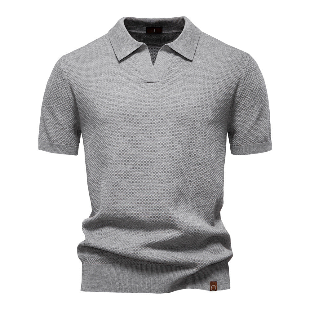 NOLAN | Textured Open-Collar Polo Shirt