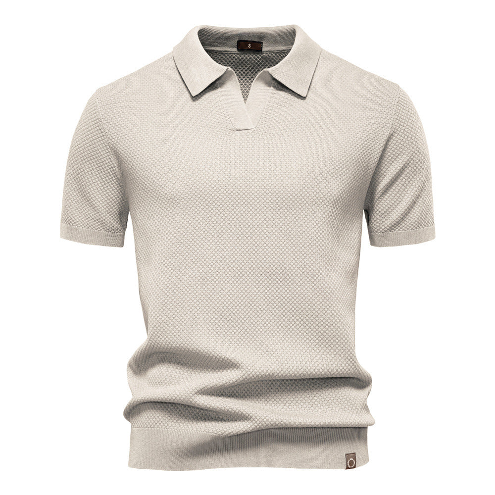 NOLAN | Textured Open-Collar Polo Shirt