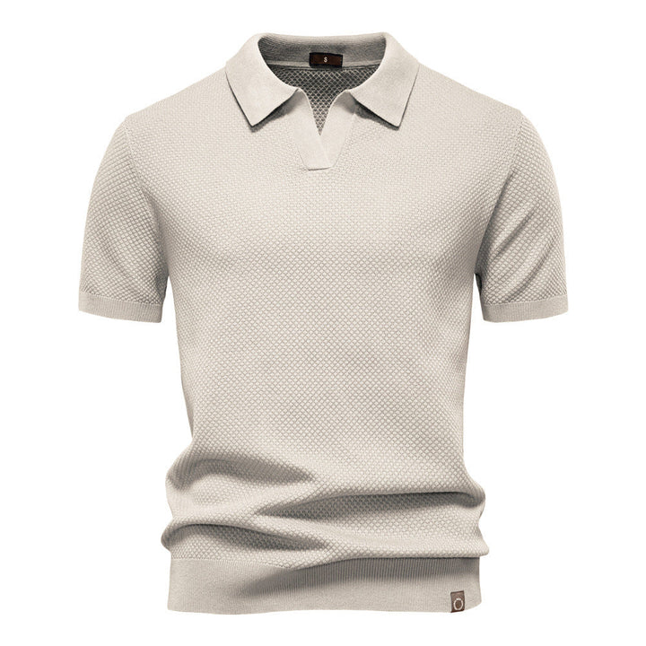 NOLAN | Textured Open-Collar Polo Shirt