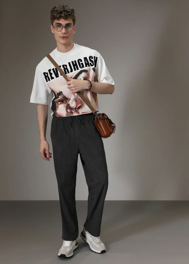 RENVAR | Straight Leg Trousers with Ribbed Finish