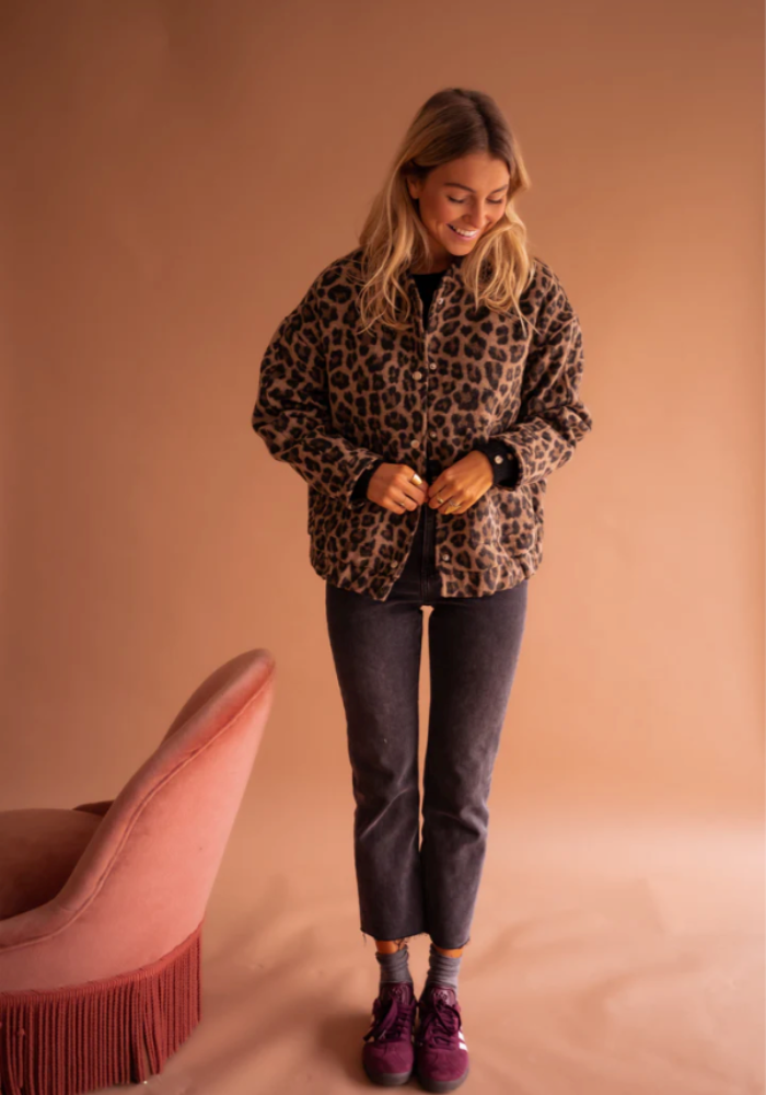 VÉRA | Leopard Bomber Jacket in Soft Suede-Feel