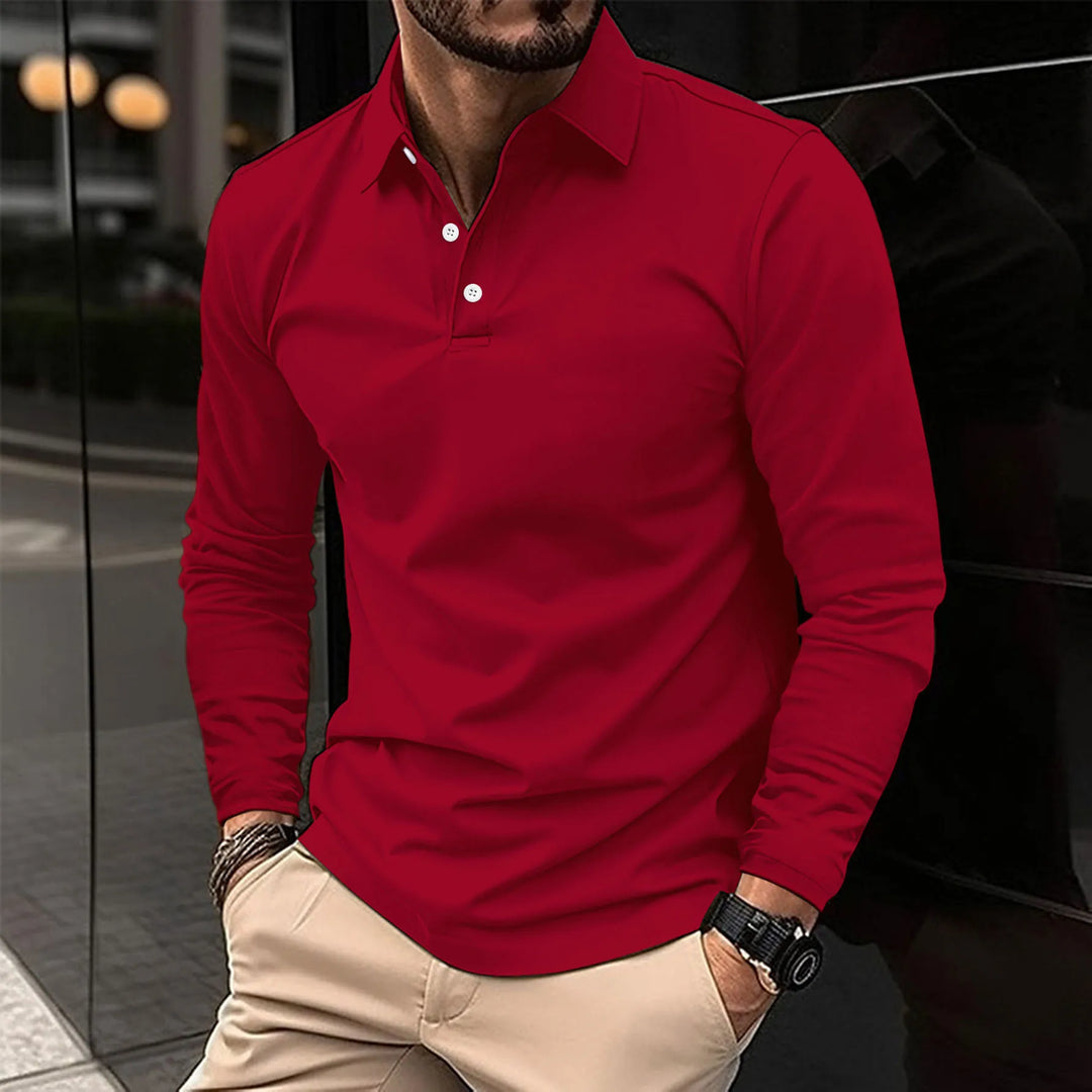 RIVENDALE | Long-Sleeved Casual Polo Shirt
