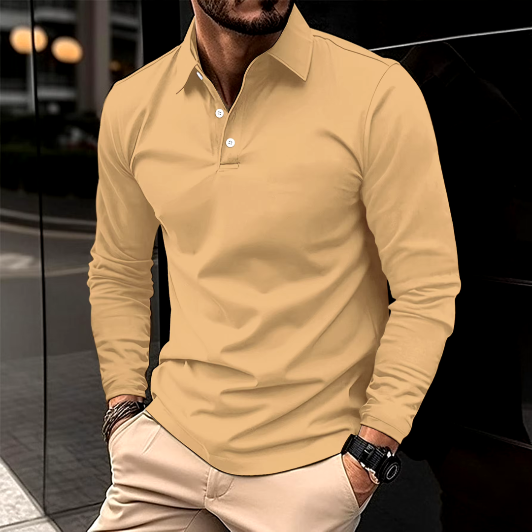 RIVENDALE | Long-Sleeved Casual Polo Shirt