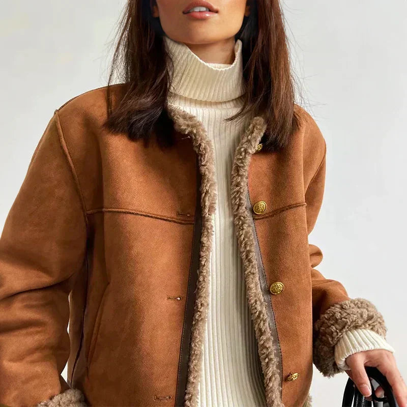 SERAPHINE | Shearling Button Jacket