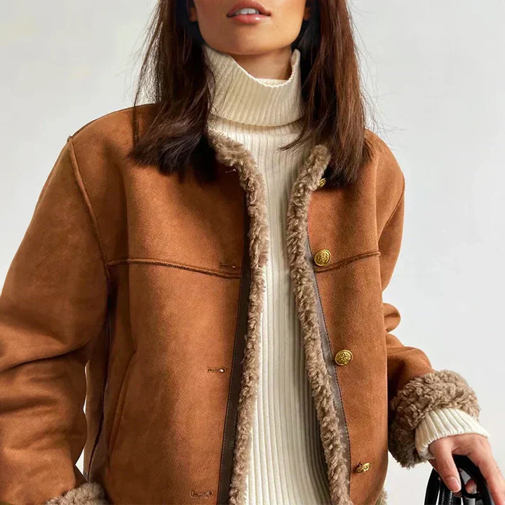 SERAPHINE | Shearling Button Jacket