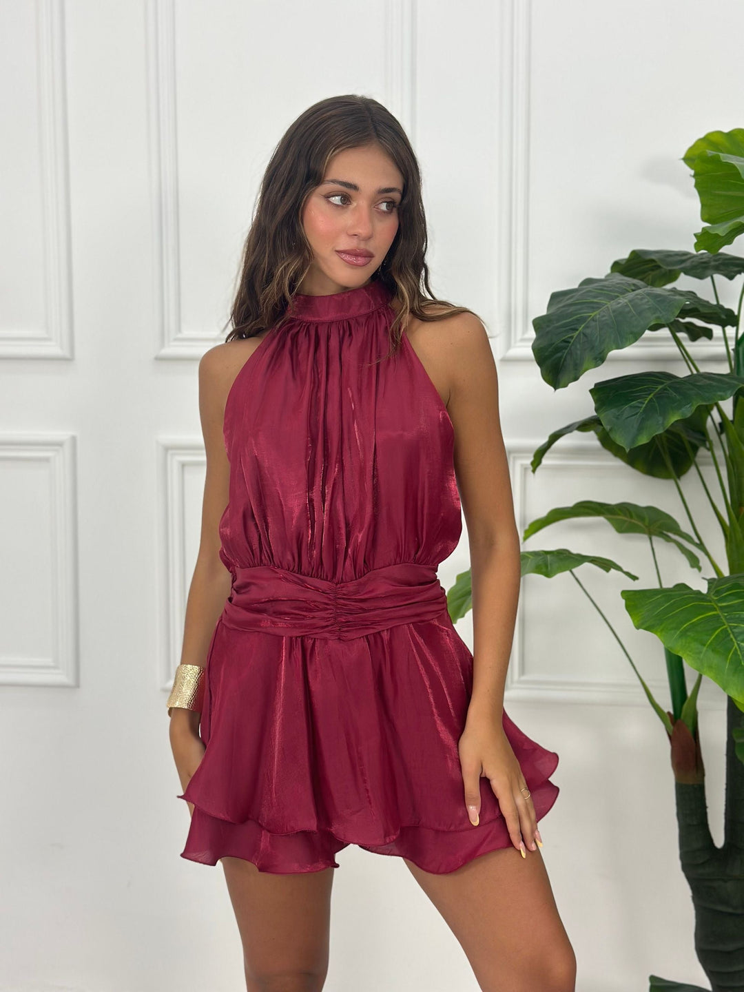 AURÉLIA CRISTAL | Sparkling Lurex Halter Playsuit Dress